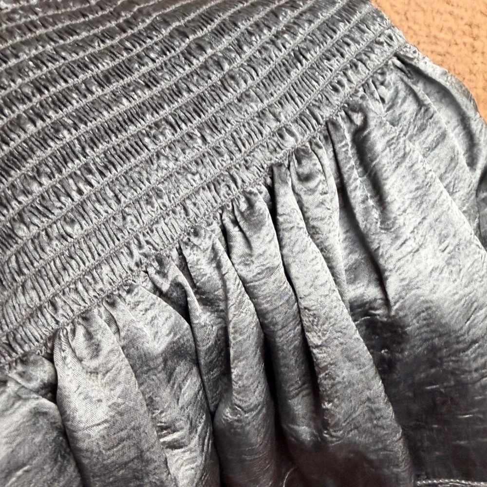 KOCH‎ Erica Steel Gloss Metallic Smocked Mini Skort Size M Made in USA